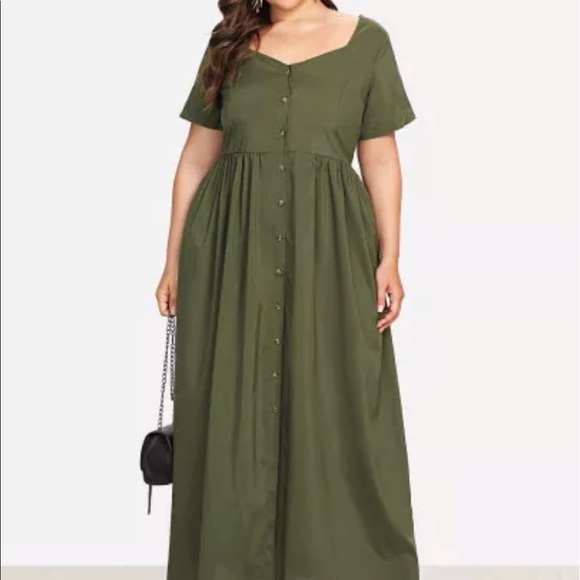 Olive green long dress. - Picture 5 of 5